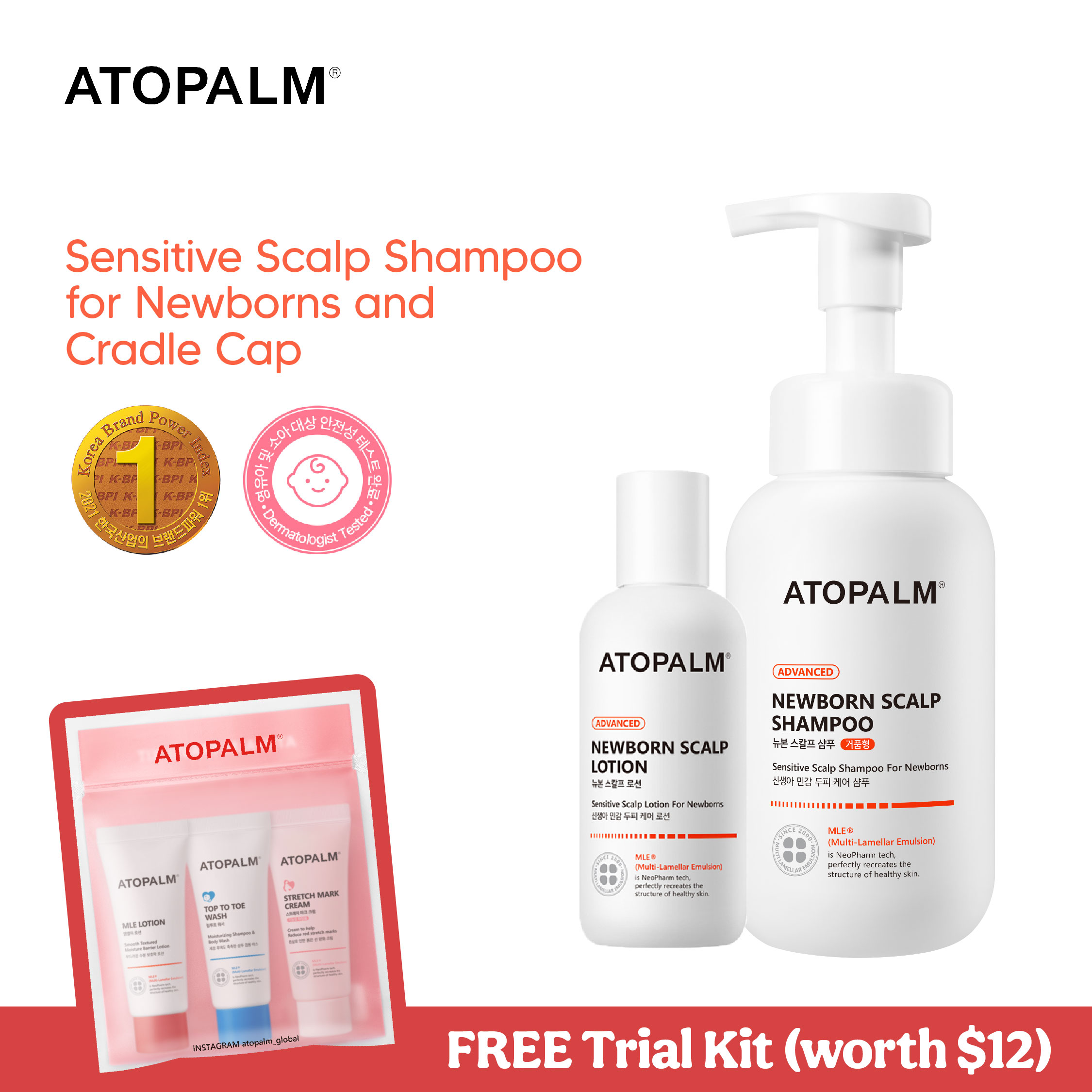 Atopalm Newborn Scalp Bundle + FREE Travel Kit